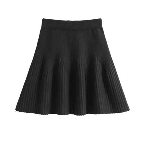 Womens Knitted Skirt For Fall And Winter Short Solid Elastic High