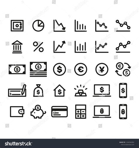 Financial Business Icon Set Stock Vector Royalty Free 1244546362