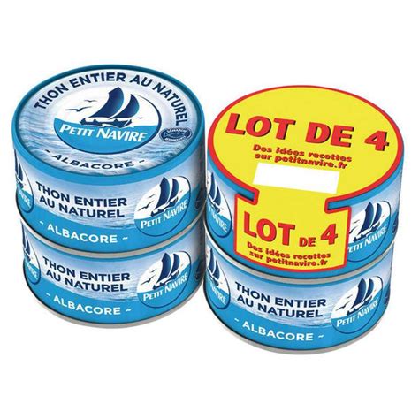 Thon Entier Albacore Au Naturel Petit Navire LOT DE 4 4 X 140 G La