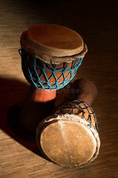 Traditional Wooden African Djembe Drumon Stage Stock Photo Image Of