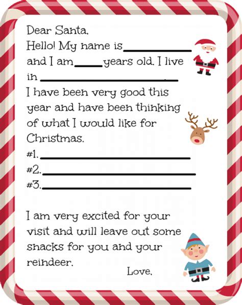 Dear Santa Letter Template Free – PARAHYENA