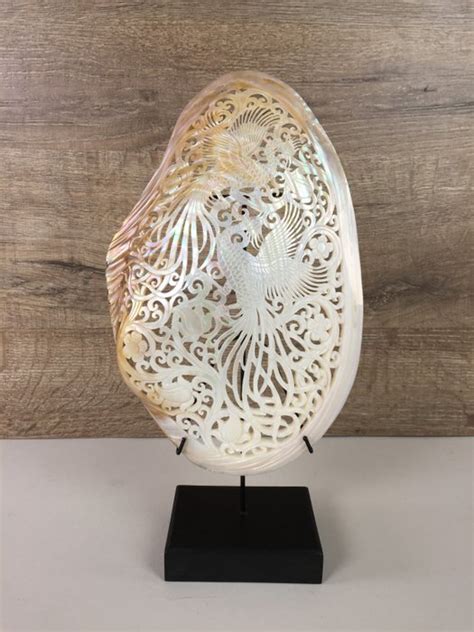 Large Engraved Mother Of Pearl Shell Carving Of Exquisite Catawiki