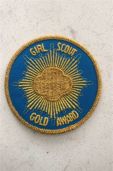 Vintage New Girl Scout Gold Award Patch Blue And Gold Etsy