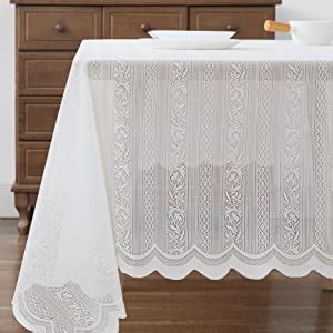 Amazon Linenzone Round Lace Tablecloth With Elegant Scalloped