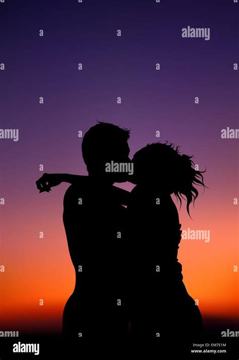 Kissing Couple Silhouettes Stock Vector Images Alamy