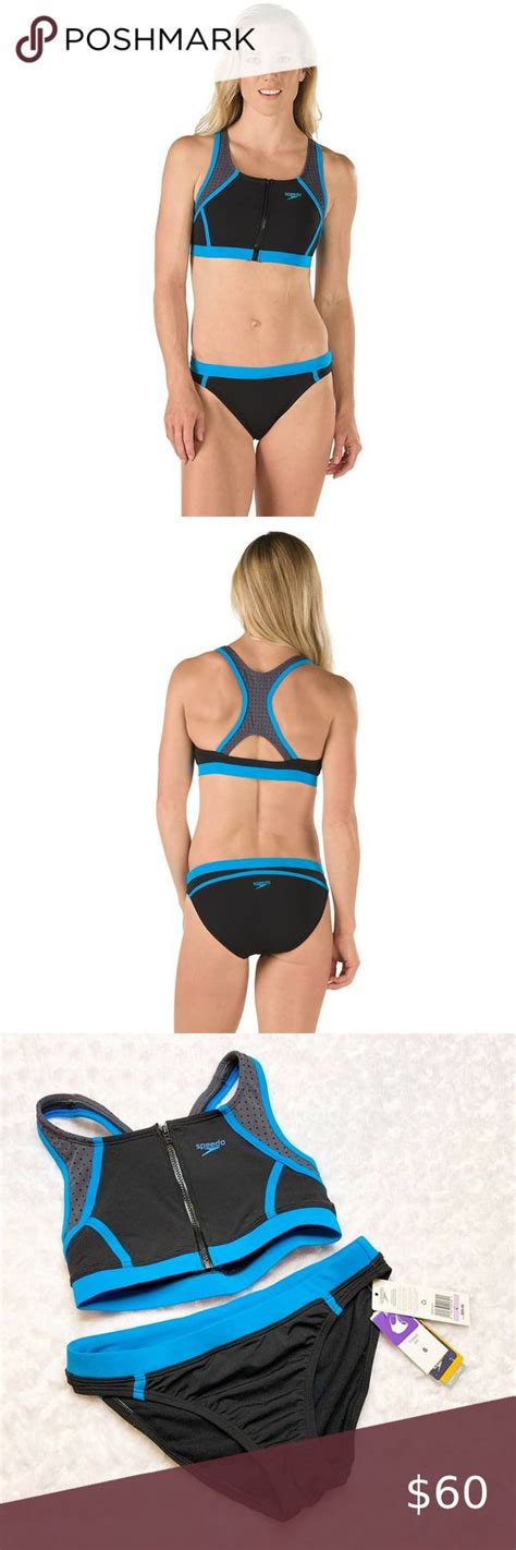 Speedo Perforated Two Piece Endurance Lite Nwt Blue One Piece