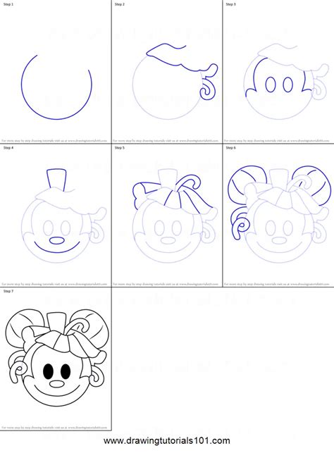 How To Draw Pumpkin Mickey From Disney Emoji Blitz Printable Step By