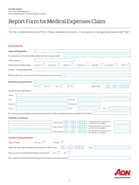 Fillable Online Report Form For Medical Expenses Claim Fax Email Print Pdffiller