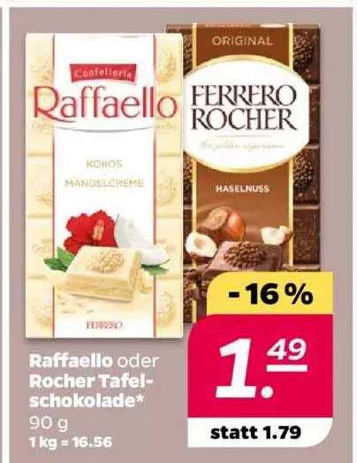 Raffaello Oder Rocher Tafel Schokolade Angebot Bei Netto Prospekte De