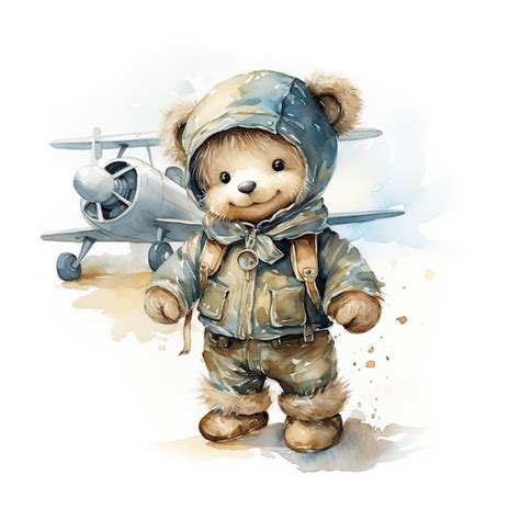 Aquarela De Urso De Pel Cia Engra Ado E Brincalh O Em Fundo Branco