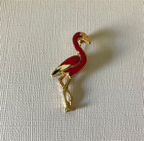 Vintage Flamingo Pin Bird Pin Enamel Flamingo Brooch Red Etsy