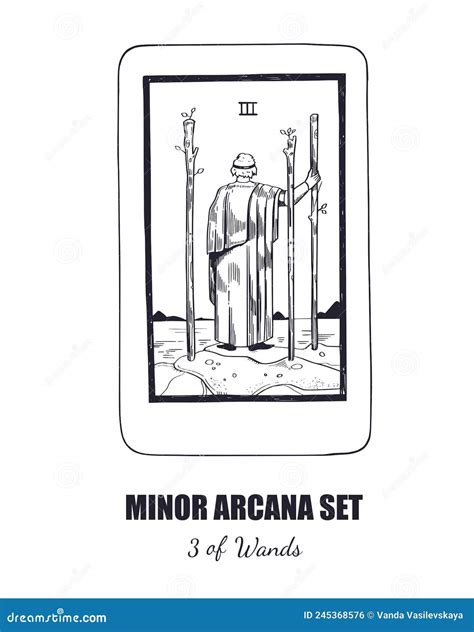 Tarot Set Vector Minor Arcana 3of Wands Stock Vector Illustration