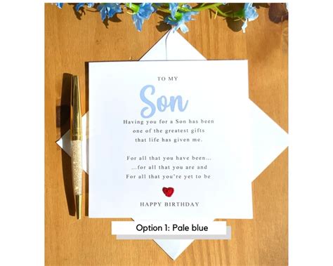 Son Birthday Card Son Poem Adult Son Birthday Card Birthday Etsy