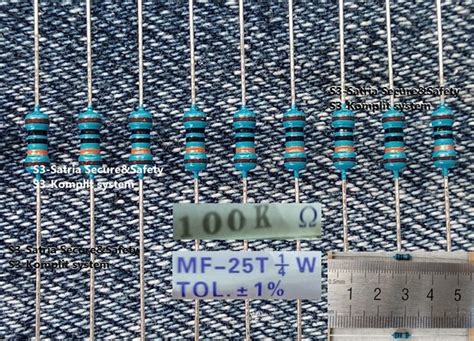 Jual Biru Resistor 1 Per 4 MF 100K Kilo Se Per Empat W Watt 1 Persen