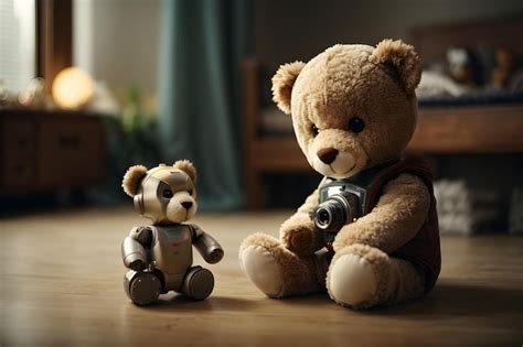 Premium Photo | Robot playing with teddy bear toy concept ai artificial ...