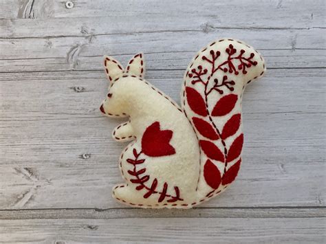 Christmas Squirrel Ornaments Felt Forest Animals Pattern Etsy