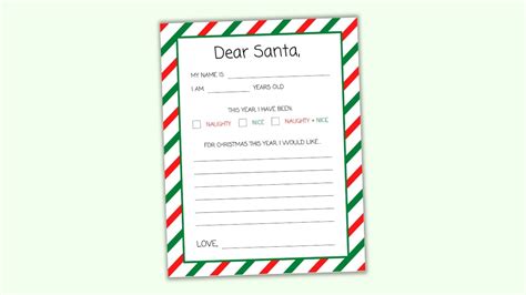 Free Printable "Dear Santa" Letter Template for Kids - The Craft-at ...