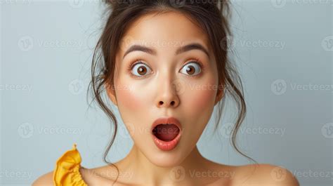 AI generated Portrait surprise face, Portrait of an amazed woman with