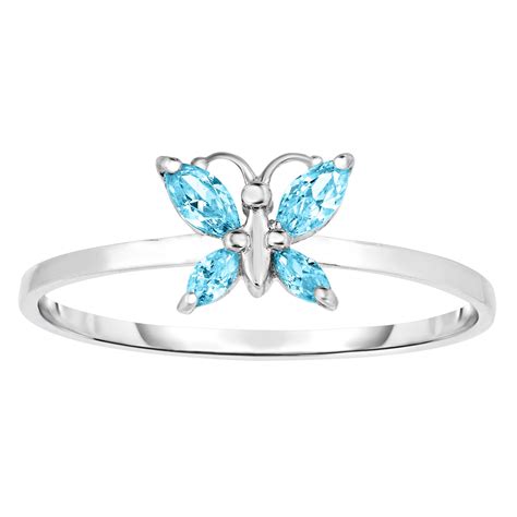 Tilo Jewelry Tilo Sterling Silver Cz Butterfly Simulated Birthstone