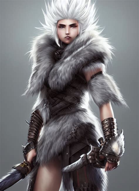 Krea Ai Warrior Fur Lined Wolf Armor Gorgeous And El