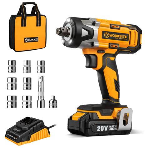 WORKSITE 20V Cordless Impact Wrench 1 2 330Nm Battery Power Wrenches