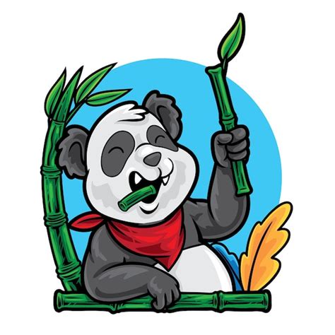 Panda De Dibujos Animados Comiendo Bamb Ilustraci N Vector Premium