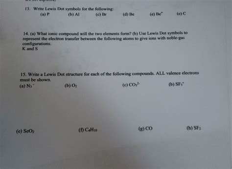 Solved 13 Write Lewis Dot Symbols For The Following A P