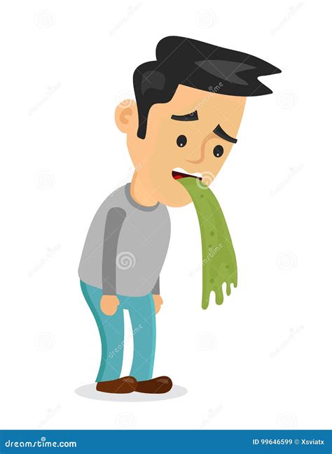 Young Man Vomiting Puking Vector Stock Vector Illustration Of Feeling