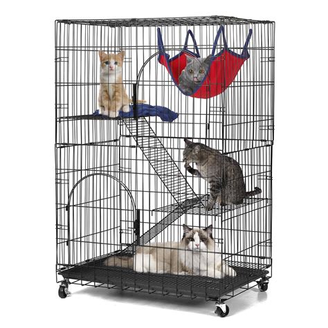 PawGiant 3 Tier Cat Cage Pets Playpen Cat Kennel Ferret Crate Folding