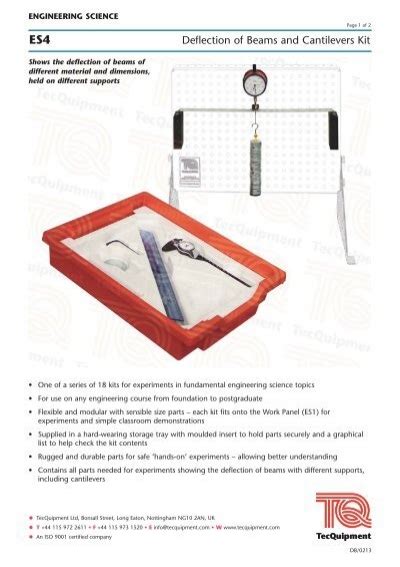 Deflection Of Beams And Cantilevers Kit Tecquipment Ltd