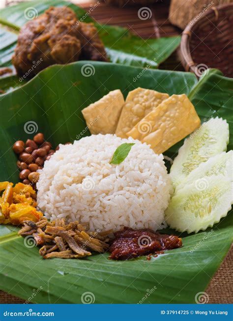 Nasi Lemak A Traditional Malay Curry Paste Rice Dish Served On Stock