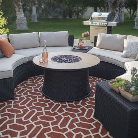 Belham Living Meridian All Weather Wicker 43 In Fire Pit Conversation