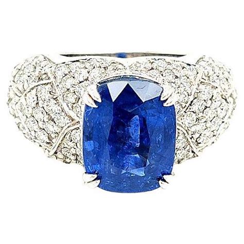 Art Deco Style French Carat Ceylon Sapphire Diamond Karat White