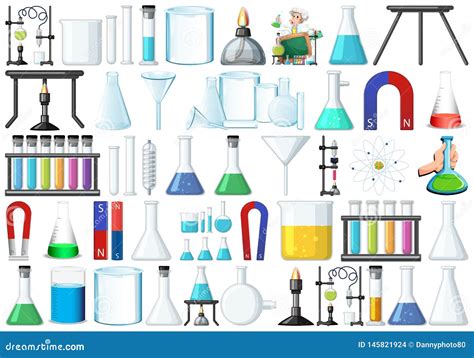 Set Of Laboratory Equipment Stock Vector Illustration Of Isolated