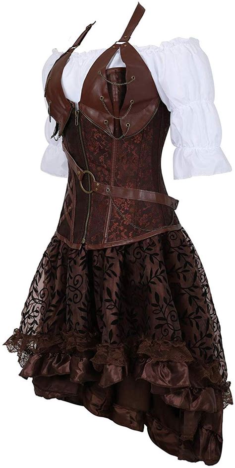 Grebrafan Steampunk Neckholder Corsage Kost M Mit Asymmetrischer