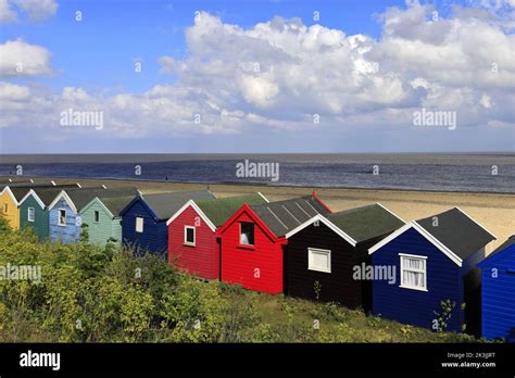 Colourful Wooden Beach Huts On The Promenade Southwold Town Suffolk