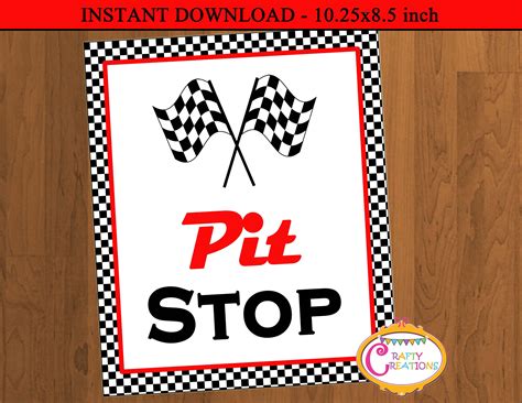 Instant Download Pit Stop Party Sign Race Car Party Pit Etsy