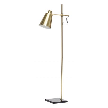 Hubsch Lampadaire Metal Dore Laiton Pietement Marbre Noir 890303