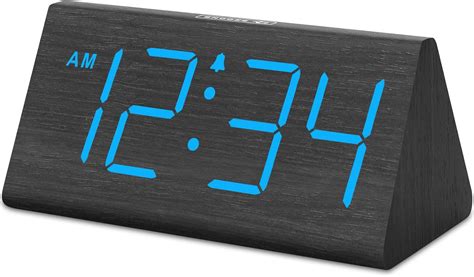 DreamSky Wooden Digital Alarm Clocks for Bedrooms - Electric Desk Clock with Large Numbers, USB ...