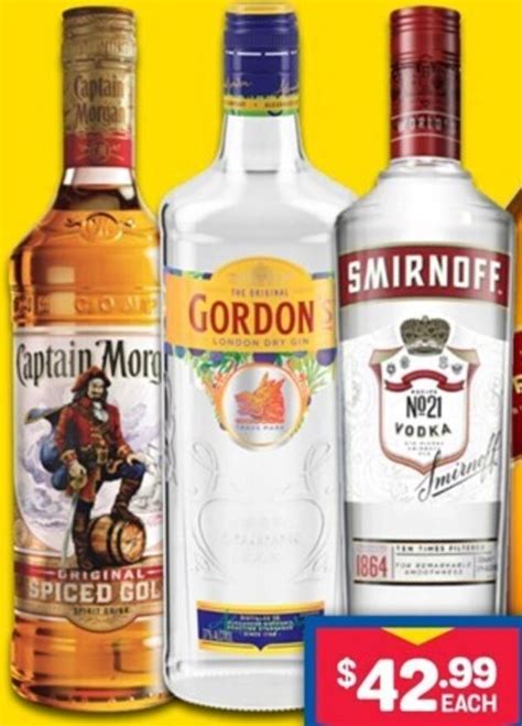 Captain Morgan Spiced Gold Gordon S London Dry Gin Smirnoff Red Vodka