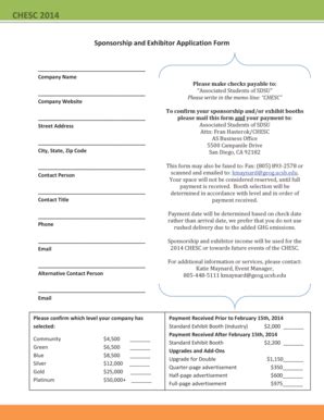 Fillable Online Cahigheredusustainability Sponsorship And Exhibitor