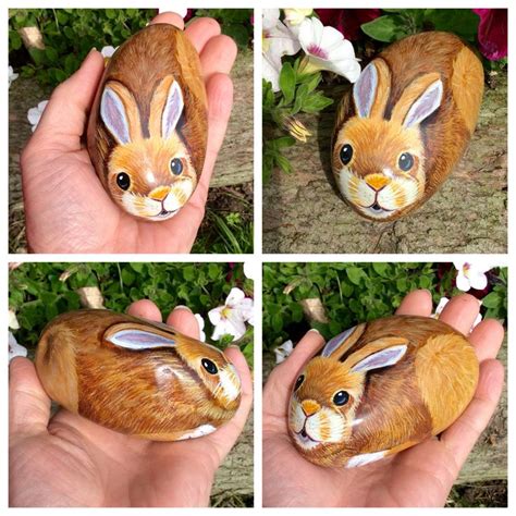 Painted Rock Rabbit Painted Rocks Rock Painting Art Rabbit Painting