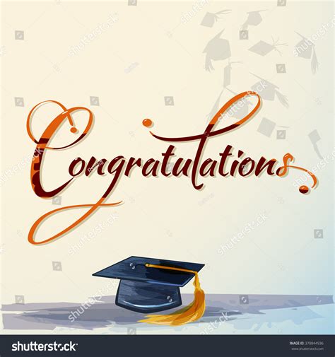 Congratulations Calligraphy Watercolors Graduation Cap Stock Vector ...