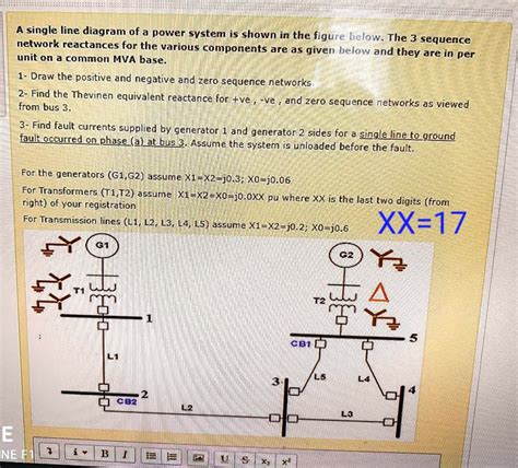 Solved A Single Line Diagram Of A Power System Is Shown In The Figure Below The 3 Sequence