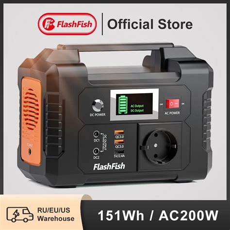 Ff Flashfish 휴대용 발전소 230v Ac 200w 151wh 태양열 발전기 배터리 Dc 야외 카메라 드론