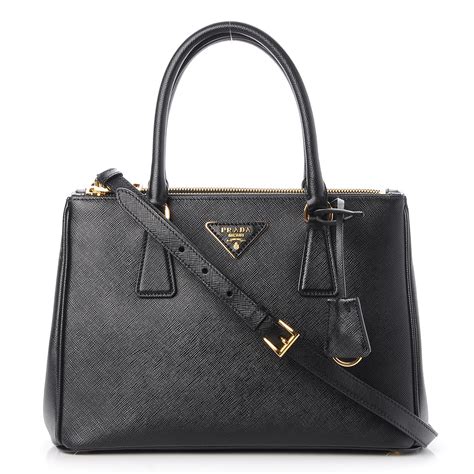 Prada Saffiano Mini Galleria Double Zip Tote Nero Black