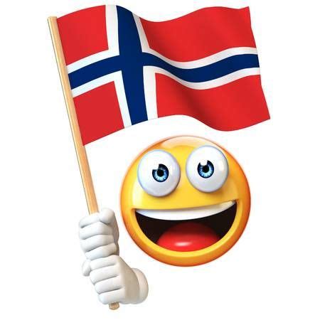 Emoji holding Norwegian flag, emoticon waving national flag of Norway ...