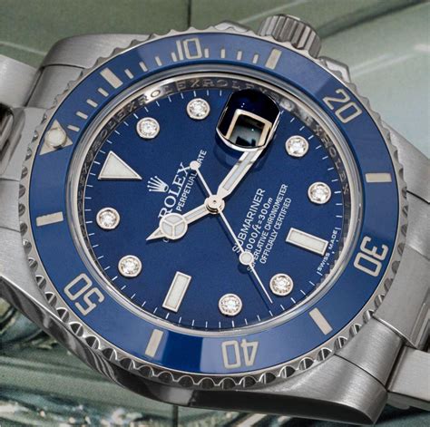 Rare Rolex Submariner Date Smurf Diamond Dial Lb Watch At Stdibs