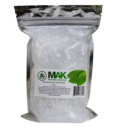 100 Pure Organic Menthol Crystals Premium Spa Quality 8oz Resealable Bag