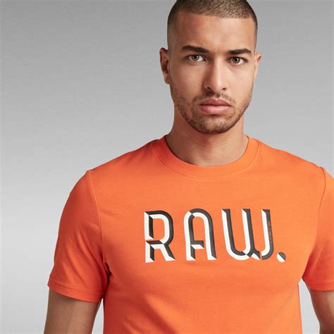 3D RAW Slim T Shirt Orange G Star RAW US